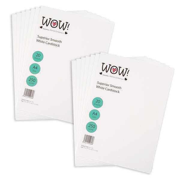 WOW Embossing 2 x A4 Cardstock Packs - 20 x Per Pack - 901468