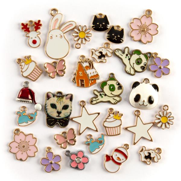Aldridge Crafts 28 x Mixed Enamel Charms Collection - Animals & F - 902219