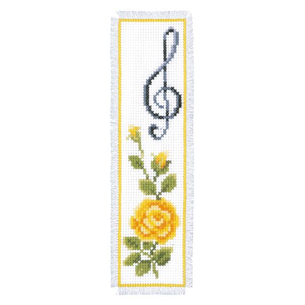 Vervaco Bookmark Rose & Treble Clef Counted Cross Stitch Kit - 913350