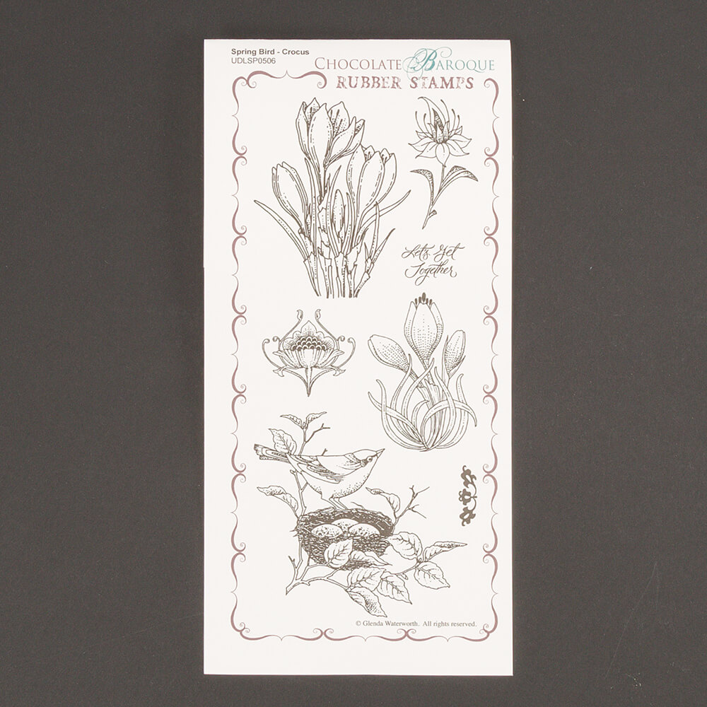 Chocolate Baroque Spring Bird Crocus DL Unmounted Stamp Sheet - 7 Images