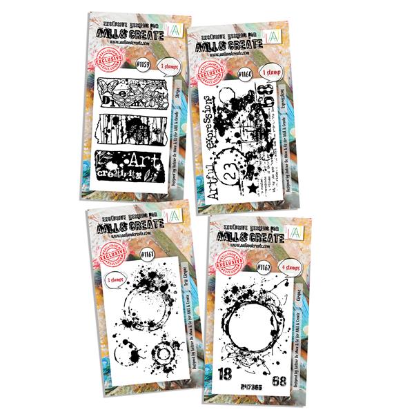 AALL & Create Autour De Mwa 4 x A8 Stamp Sets - Stripz, Expressio - 915340