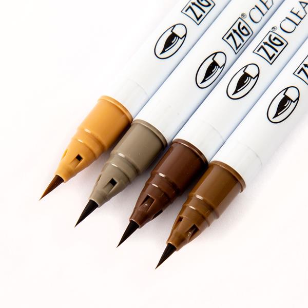 Zig Real Brush Markers Neutral - Set of 4