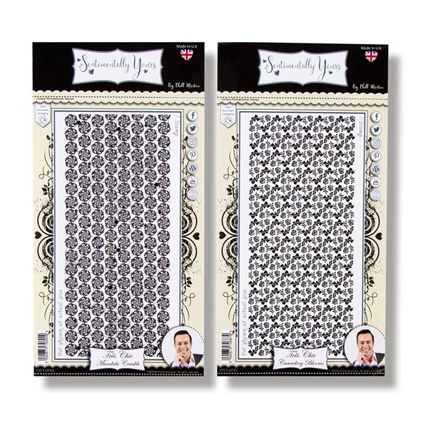 Sentimentally Yours Tres Chic DL Stamp Duo - Cascading Blooms & M - 929054