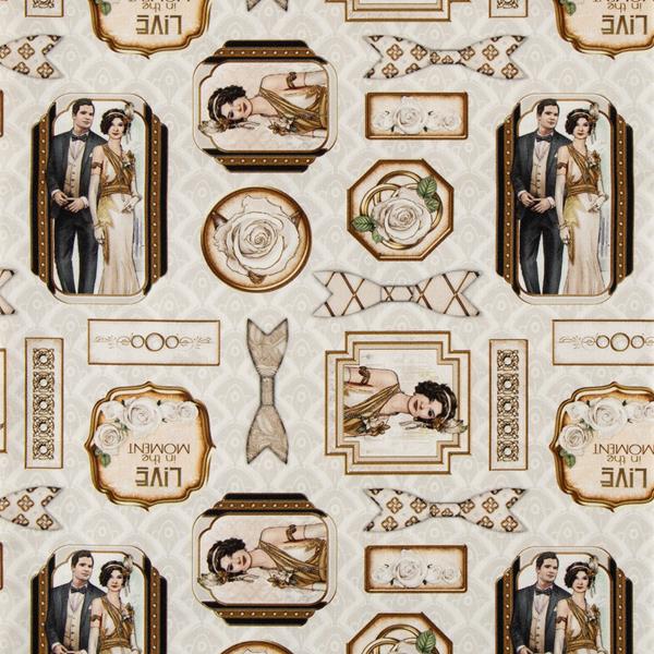 Make + Believe Art Deco by Debbi Moore Champagne Toast 1m Fabric  - 930431