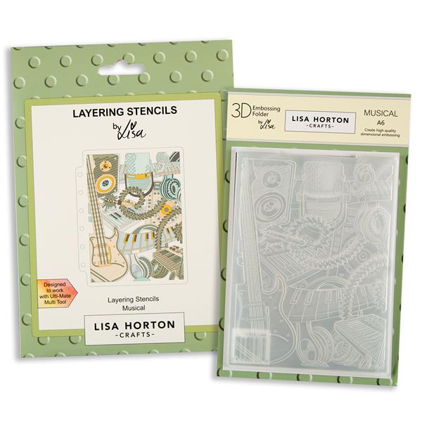 Lisa Horton Crafts Musical A6 3D Embossing Folder & Layering Sten - 936380