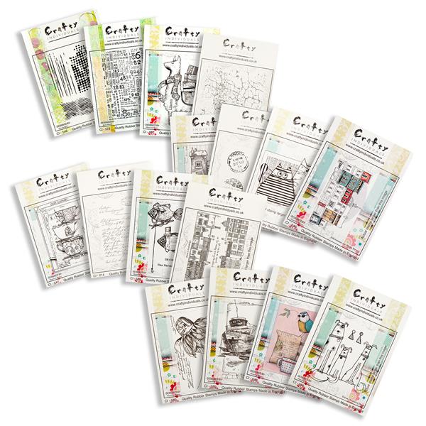 Crafty Individuals 16 Cling Mounted Rubber Stamps (Set 1 & Set 2) - 945142