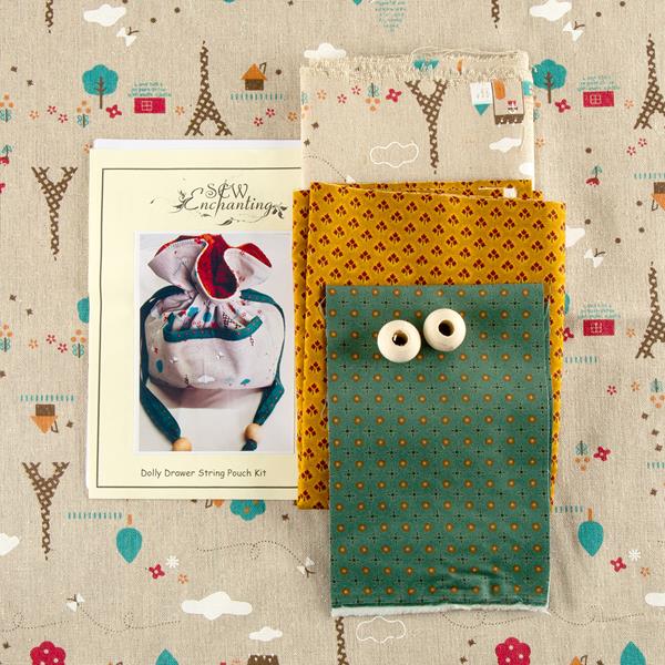 Sew Enchanting Dolly Pouch Kit with Fabrics & Pattern - Natural L - 947514