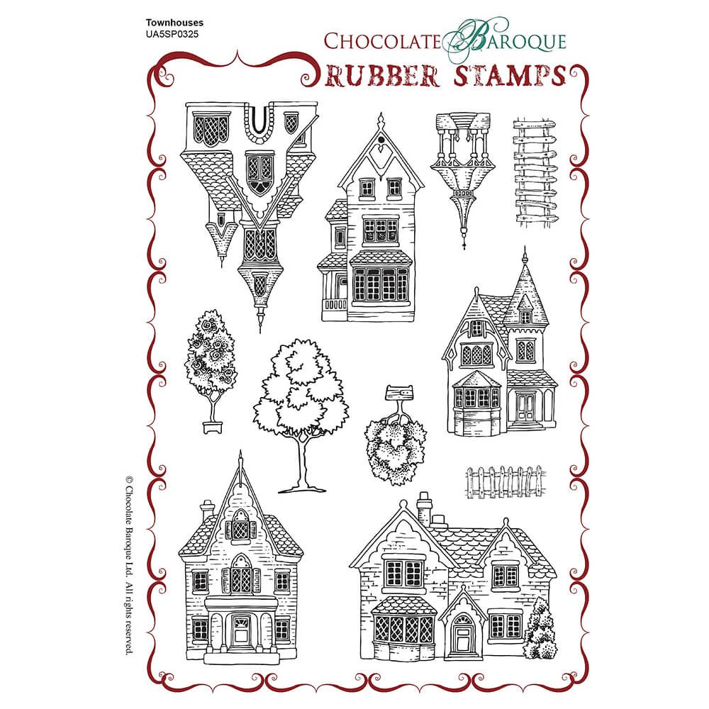 Chocolate Baroque Townhouses A5 Stamp Sheet - Includes 11 Images