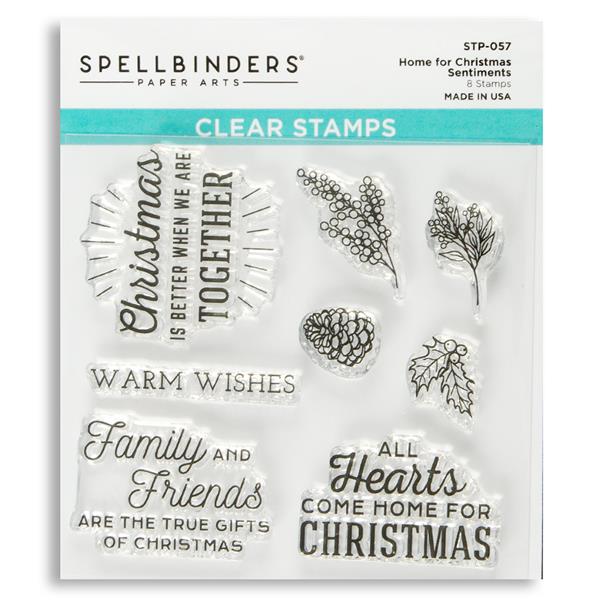 Spellbinders Home For Christmas Sentiments Clear Stamp Set - 8 St - 956210