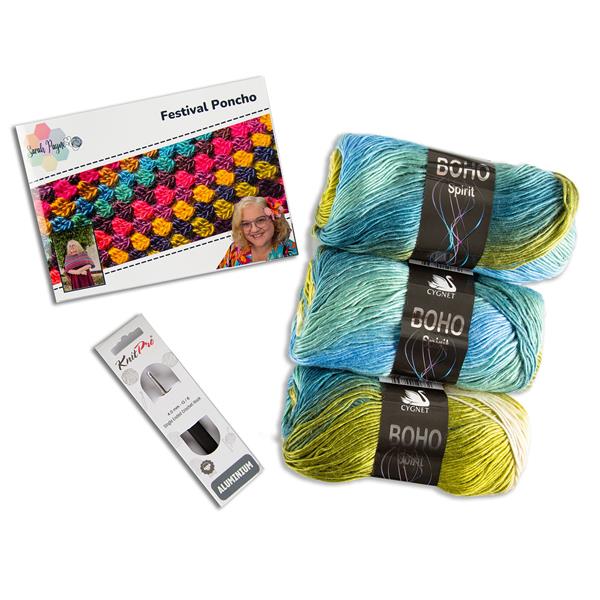 Sarah Payne Crochets Eden Poncho Kit - Includes: Pattern, 3 Balls - 969792
