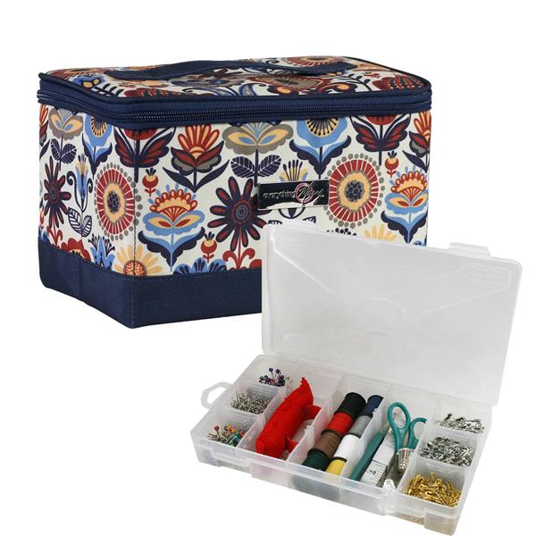 Everything Mary Navy-Multi Floral Sewing Case with Sewing Kit - 974872