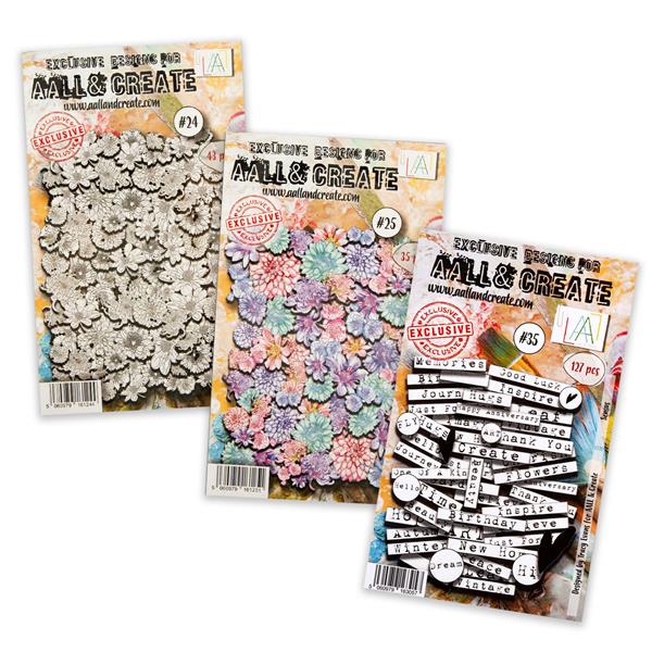 AALL & Create 3 x Packs Ephemera Die Cuts - Outline Florals, Flor - 978110
