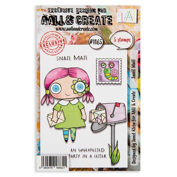 AALL & Create Janet Klein A7 Stamp Set - Snail Mail - 5 Stamps - 984761