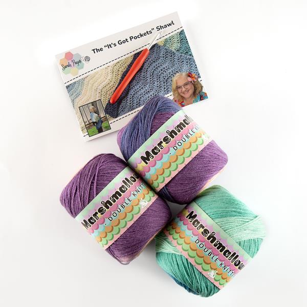 Sarah Payne Crochets "It's Got Pockets" Wrap -  Pattern, 3 Balls  - 990823