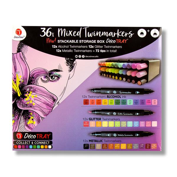 DecoTime Mixed Twin Markers Tray 36pk, Arts & Crafts