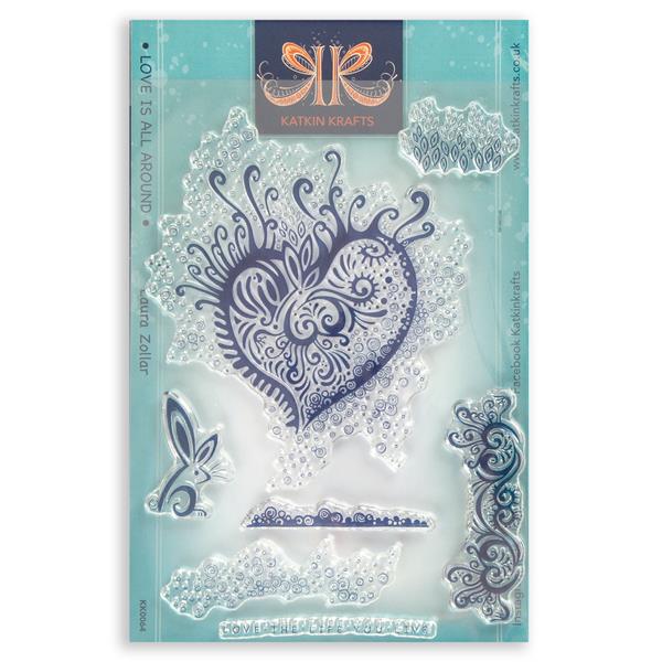 Katkin Krafts A5 Clear Stamp Set - Love Is All Around - 7 Stamps - 995092