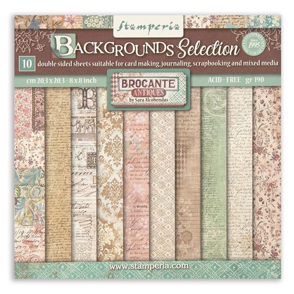 Stamperia Brocante Antiques  8x8" Backgrounds Scrapbooking Pad -  - 996856